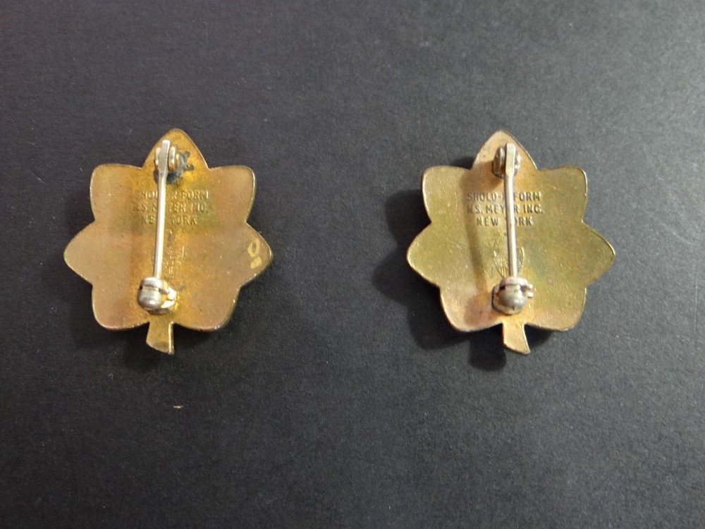 WWII US Army Officer Major Rank Insignia Set, Meyer Pinback