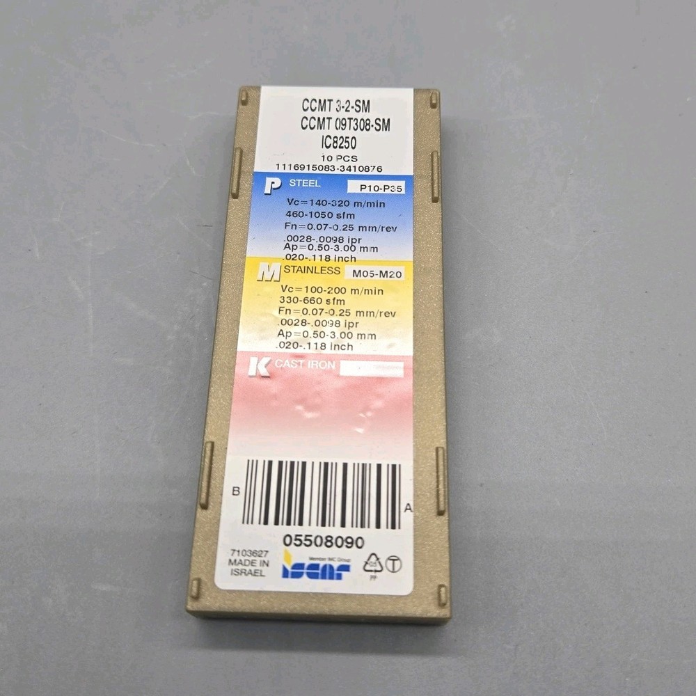 ISCAR CCMT 3-2-SM / CCMT 09T308-SM/ IC8250 Carbide Inserts 10pc