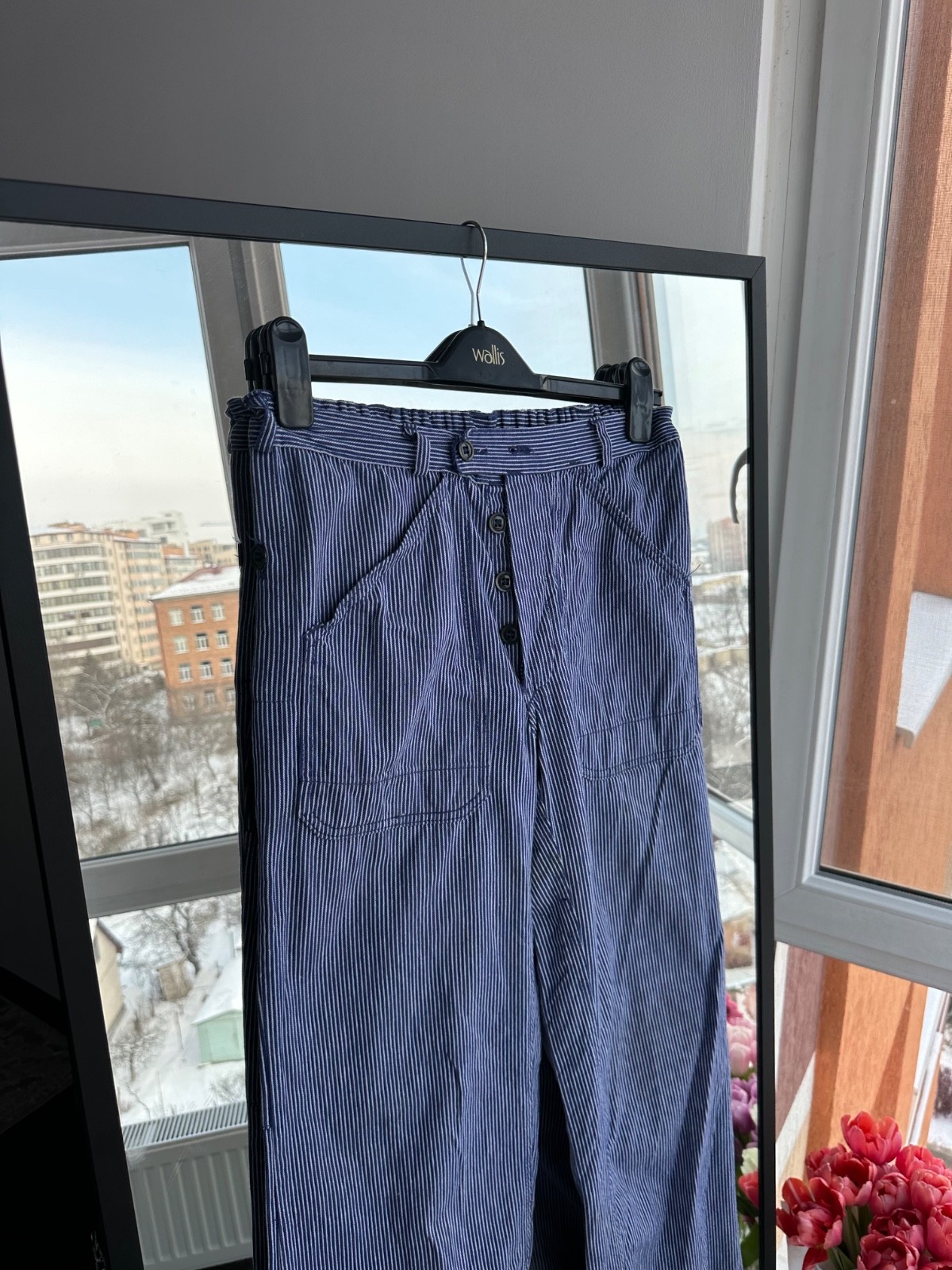 Vintage Worker 60s-70s French Workwear Striped Cotton Pants Sz S