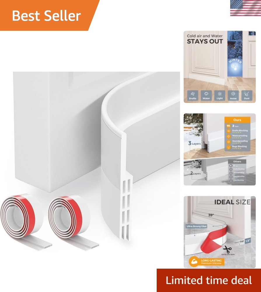 2 Pack Door Draft Stopper, Under Door Sweep for Exterior & Interior Doors, We...