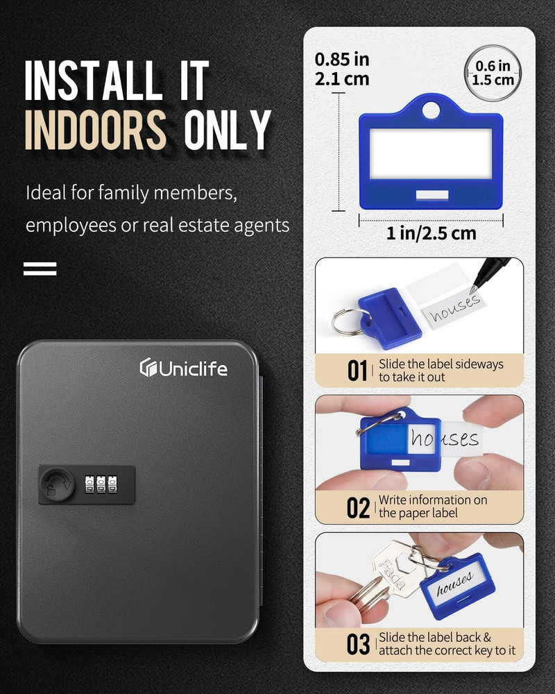 20 Position Key Cabinet with Combination Lock Resettable Black Digital Security