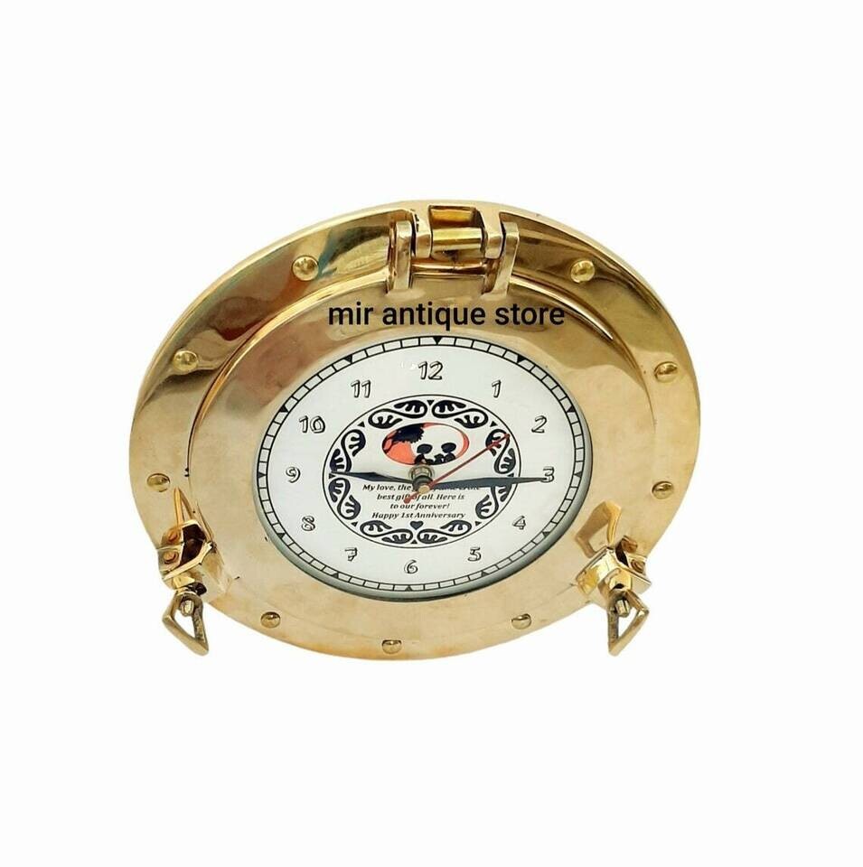 10'' Porthole Clock Nautical Antique Solid Brass ~ Best For Anniversary Gift,