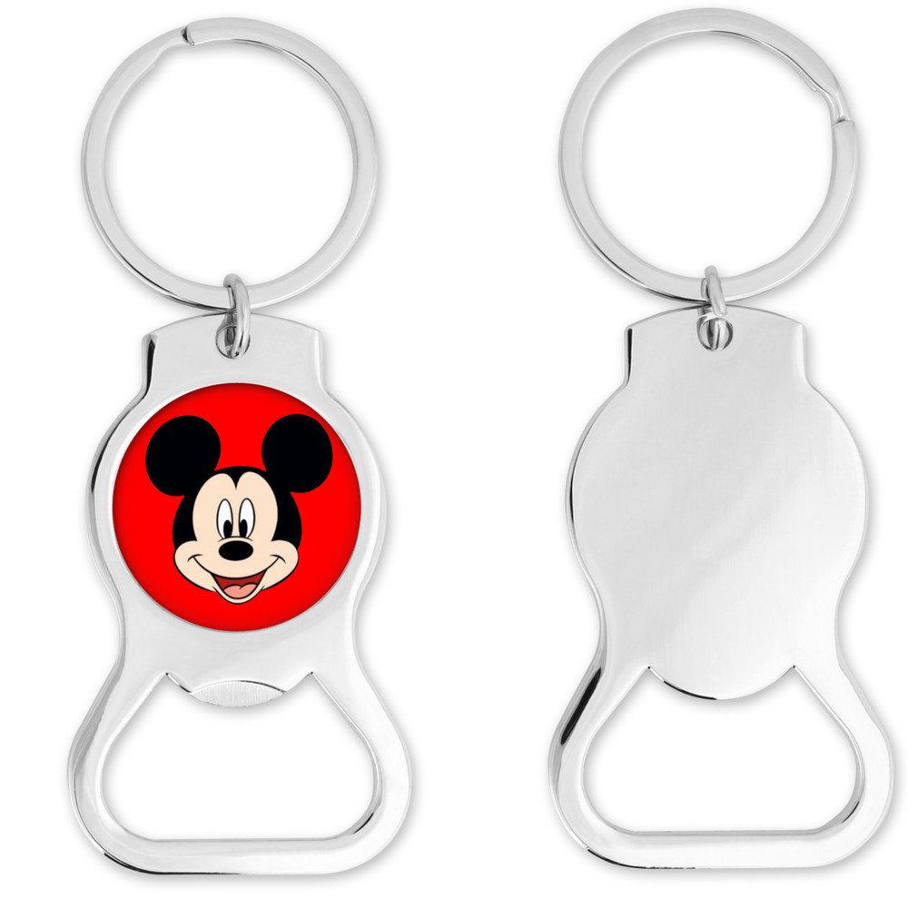 Mickey Mouse Inspired Bottle Opener Keychain Round (red)