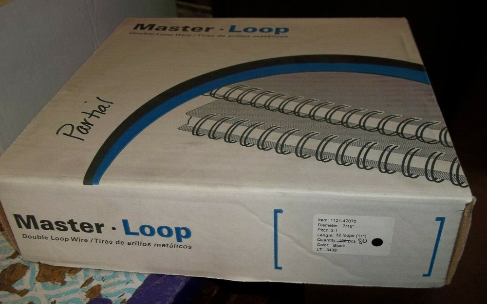 80 PIECES MASTER LOOP DOUBLE LOOP 7/16" 3:1 32 LOOP BLACK SPIRAL BINDING (874)