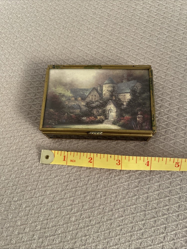 Thomas Kinkade Antique Sewing Box, Pill Box, Cigarette Case