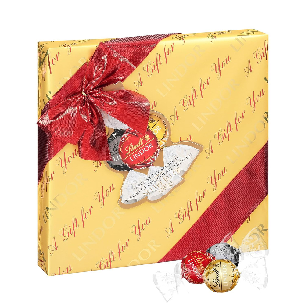 LINDOR Assorted Chocolate Candy Truffles Modern Gift Box, Assorted Chocolate Can