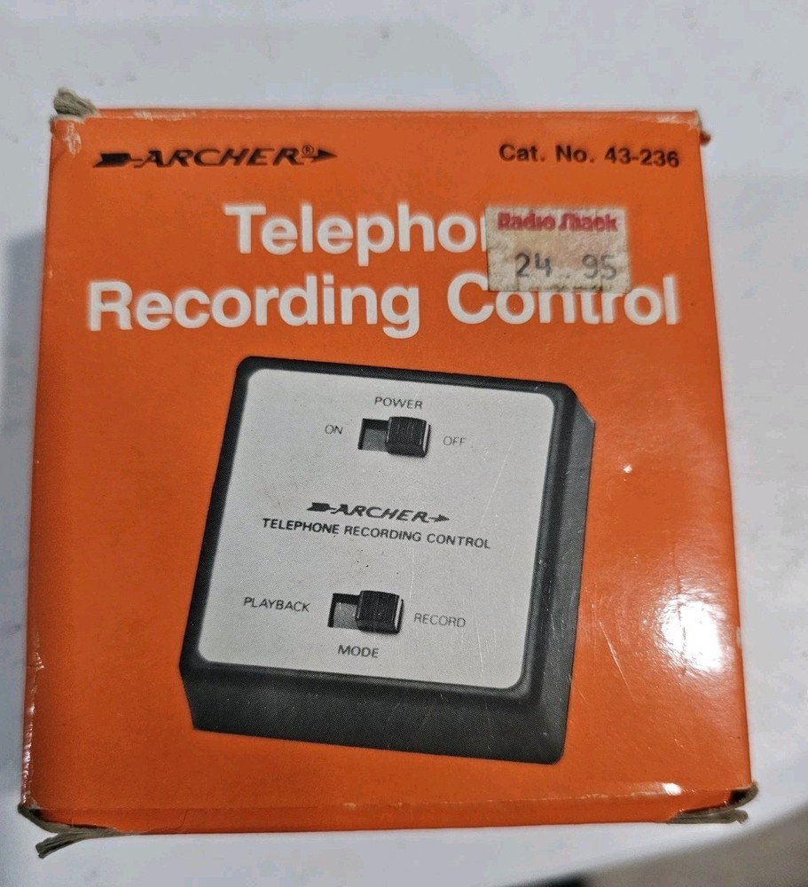 Archer Telephone Recording Control Unit Record Playback Switch Model 43-236A