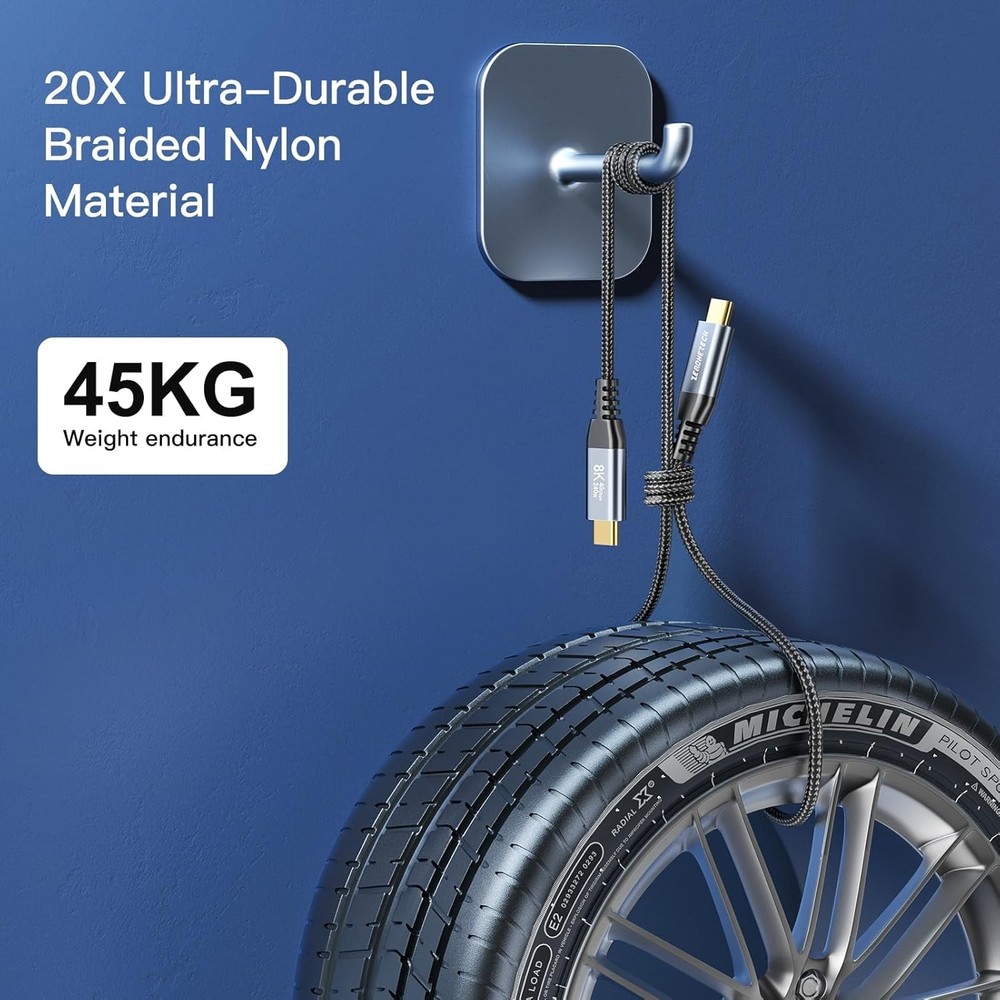 6 inch USB C to C Cable 0.5FT, 40Gbps C High Speed Data Black