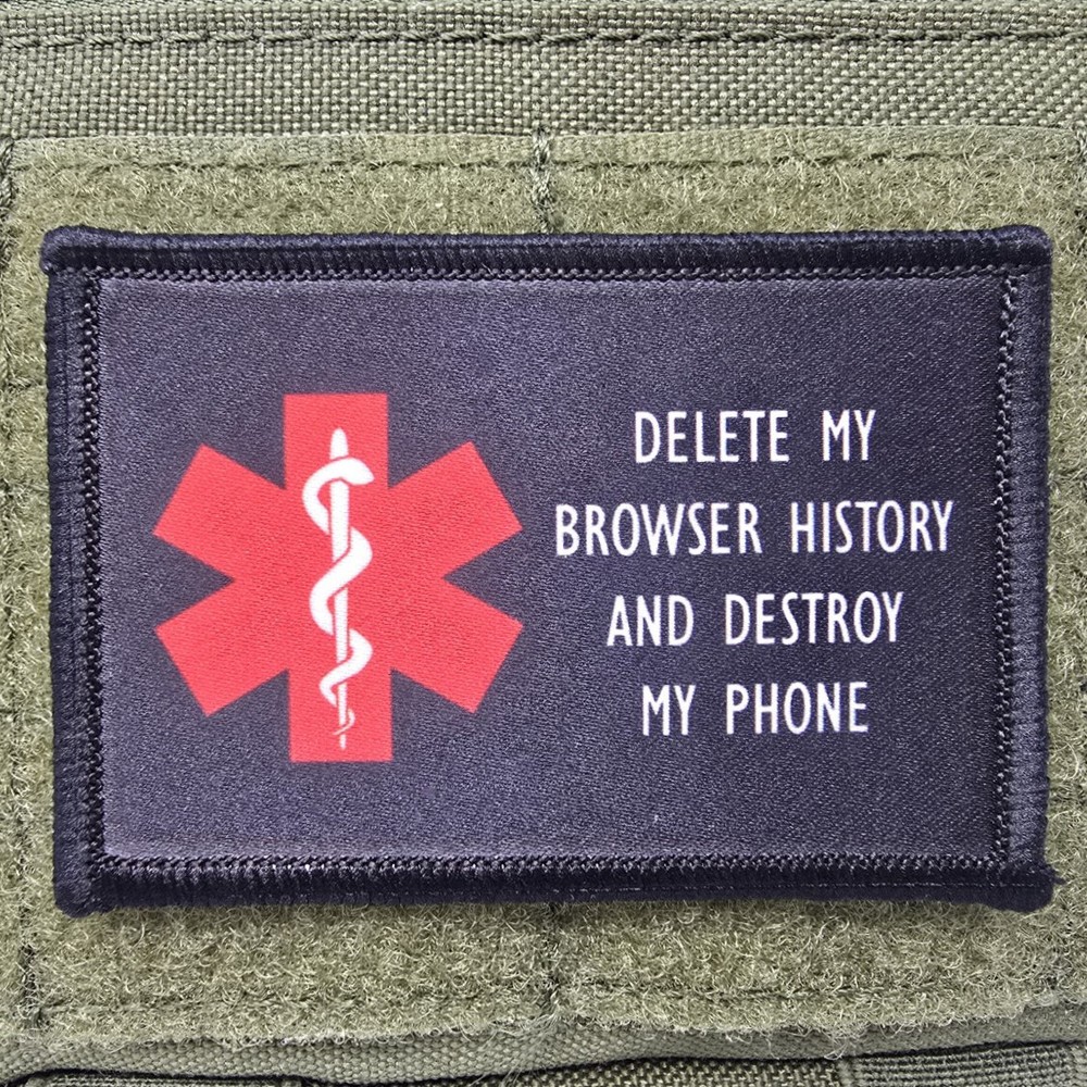 Delete My Browser History Patch Funny Tactical Military USA Hook & Loop 2x3