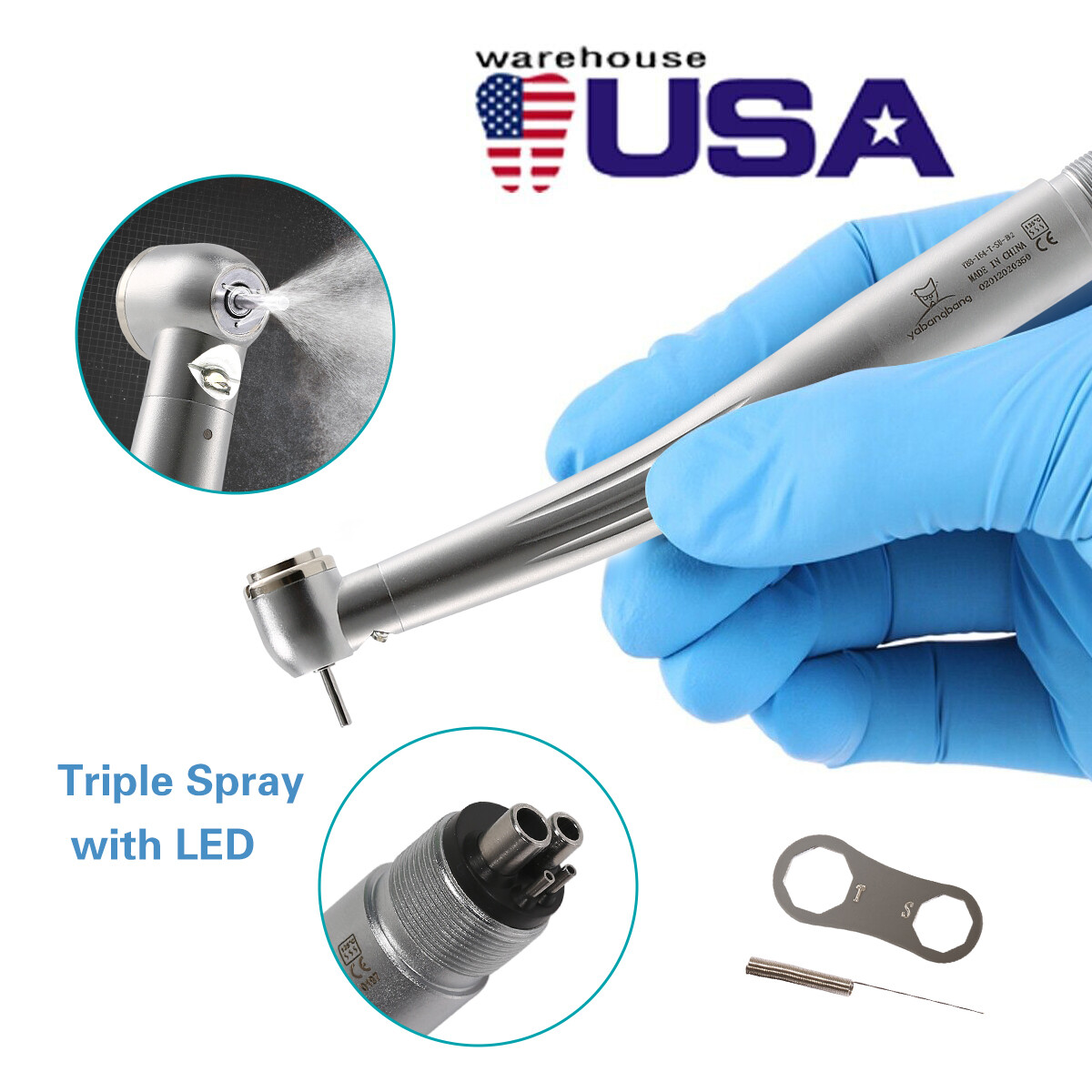 Yabangbang E-generator Dental LED Fiber Optic High Speed Handpiece 4 Holes YBM