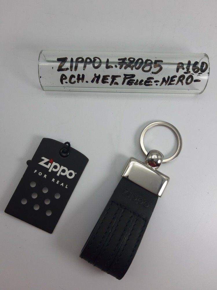 Keychain - Leather/Metal - Chrome/Black - Cod.L72085 - Zippo