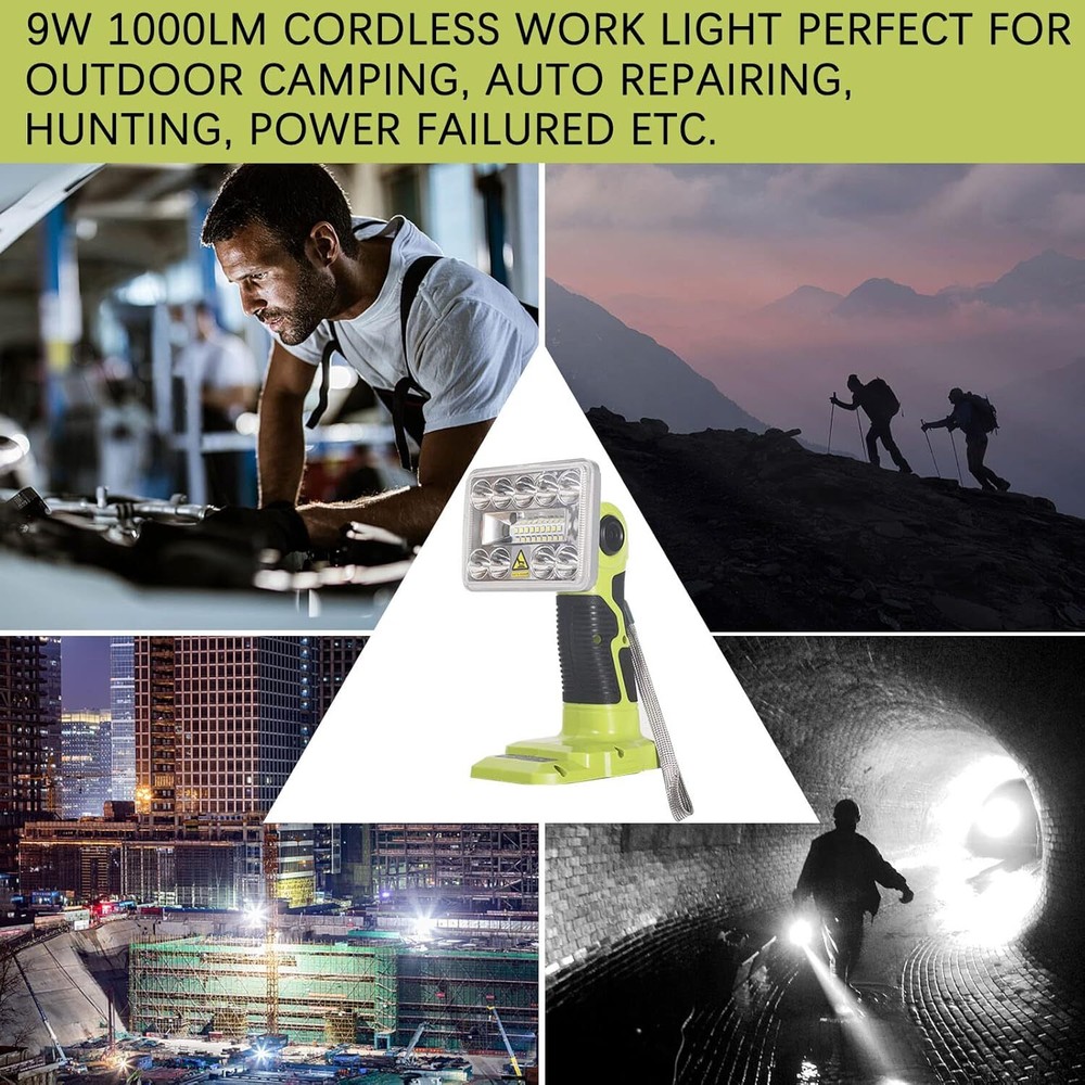 1000LM LED Work Light Suitable For Ryobi 18V Li-ion Battery Portable Flashlight