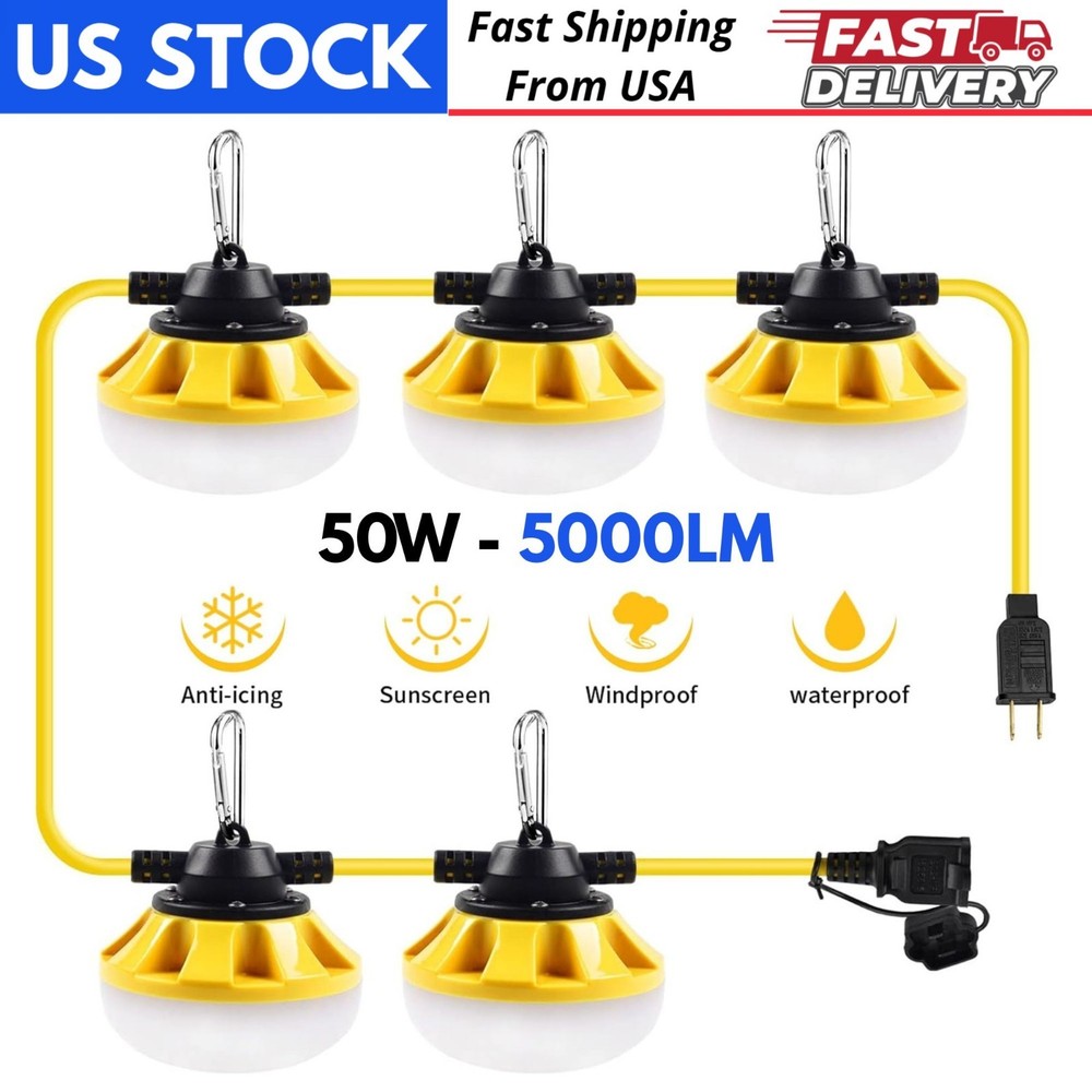 50ft Construction String Lights LED for Construction Sites Walkways Crawlspaces