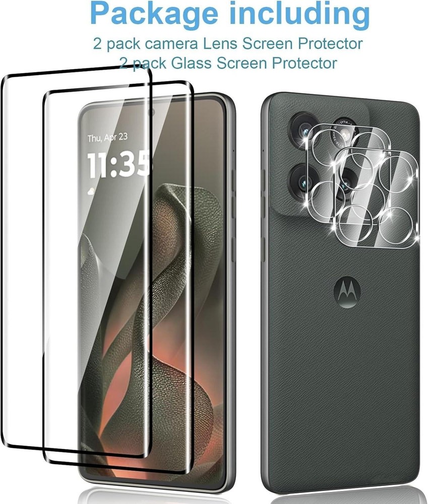 2 Pack Designed for Motorola Edge 2025 3d Screen Protector + [2 Pack] Moto Edge