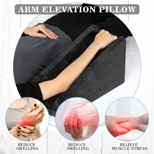 Arm Elevation Pillow with 2 Pockets, Soft Ergonomic Support Pillow for Black