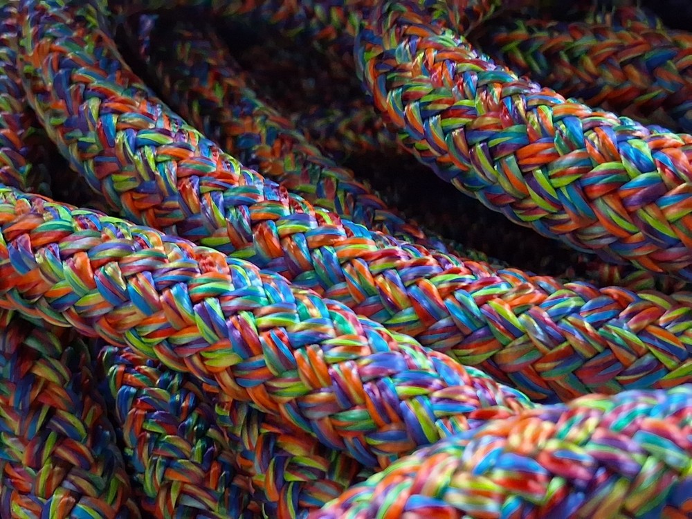 9/16 x 100 ft. Double Braid-Yacht Braid Polyester Rope. Rainbow Blend