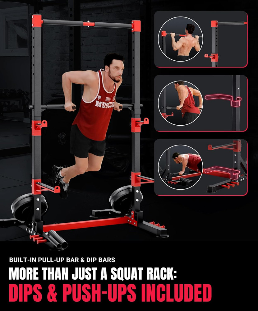 YOLEO Smith Machine & Squat Rack Combo, Multi-Functional Power Racks with Adjust