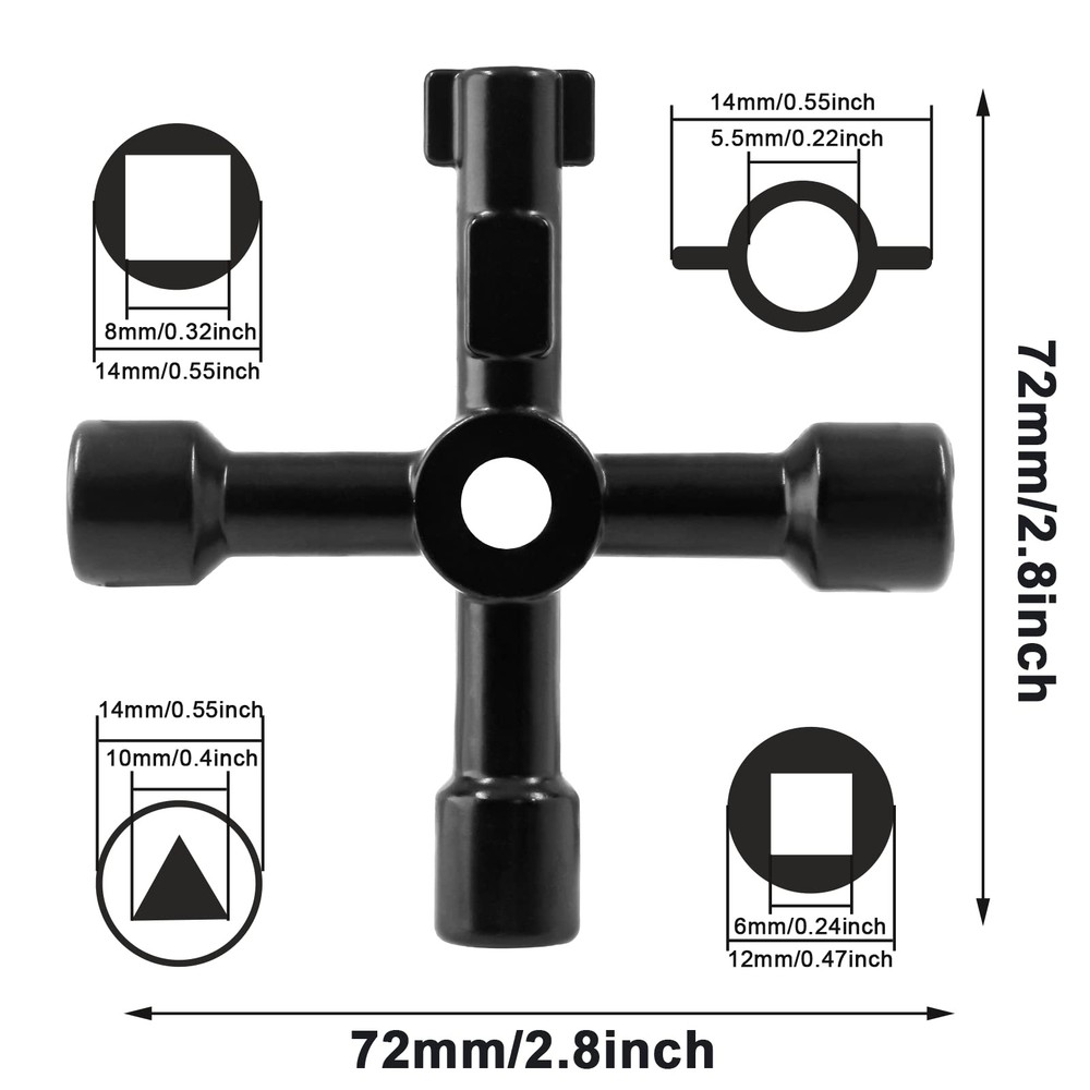3Pcs 4-Way Multi-Functional Utilities Key Electric Cabinet Keys Triangle Squa...