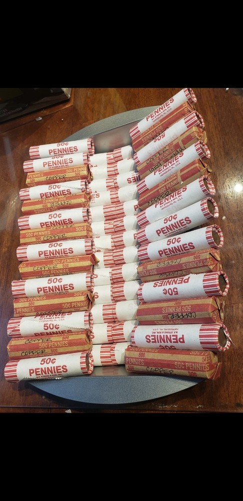 Bulk Copper Penny Rolls 1959-1982