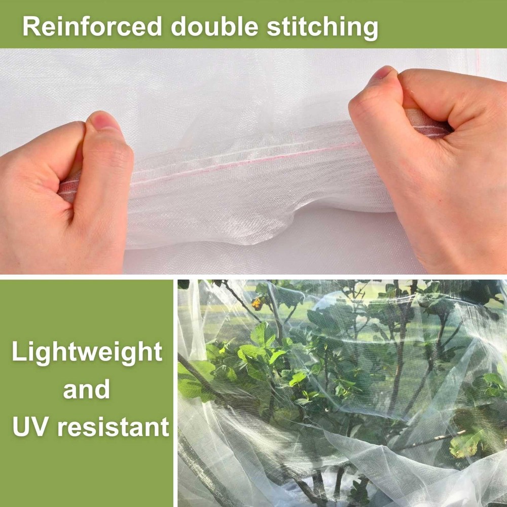 4 Pcs Fruit Tree Netting with Zipper & Drawstring, 4ft x 4ft(4PCS), White