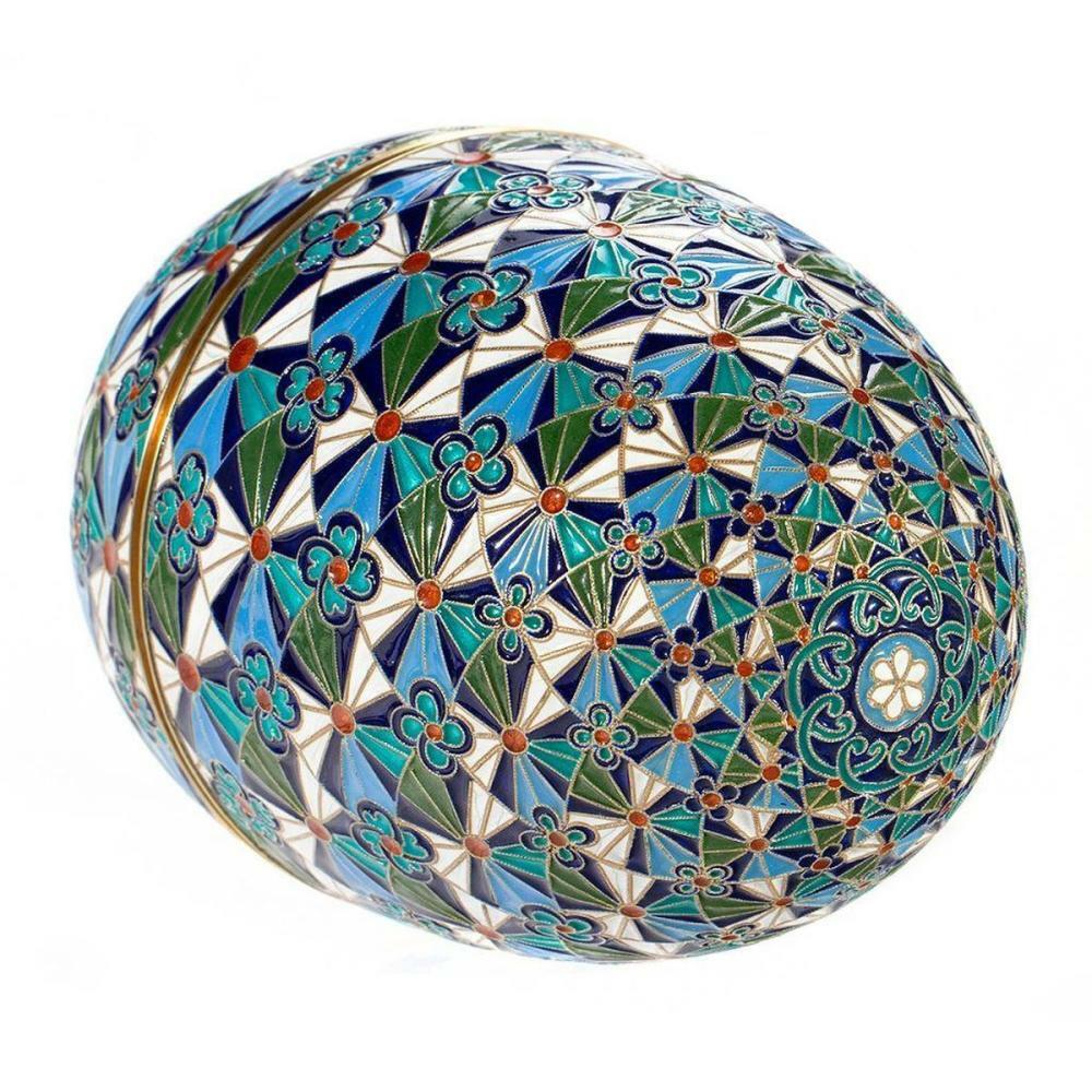 Antique Russian Enamel Silver Egg