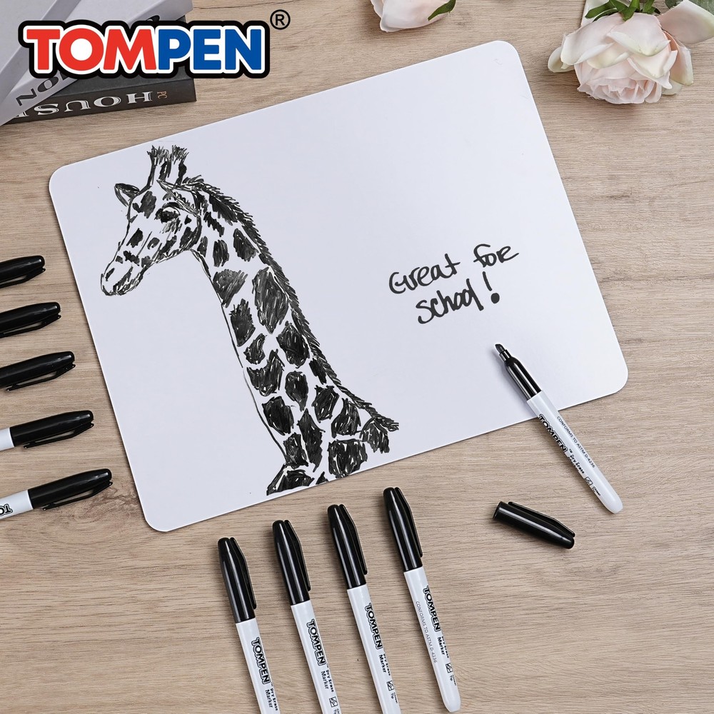 TOMPEN Dry Erase Markers Black,160 Bulk Pack Chisel Tip,Low Odor Quick-Drying...