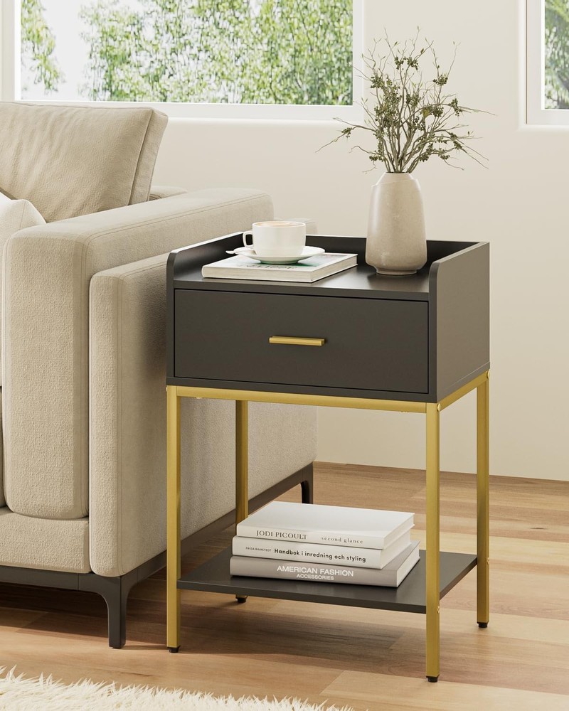 Nightstand,3-Tier Modern Night Stand,Bedside Table W/ Storage Drawer &