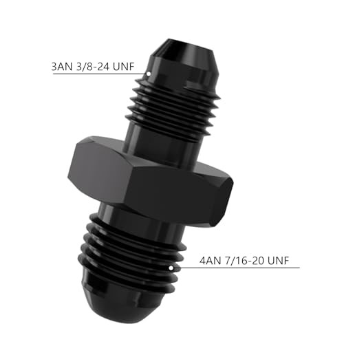 4AN External Thread to 3AN Flared Coupler Union Fitting, Aluminum AN4-AN3