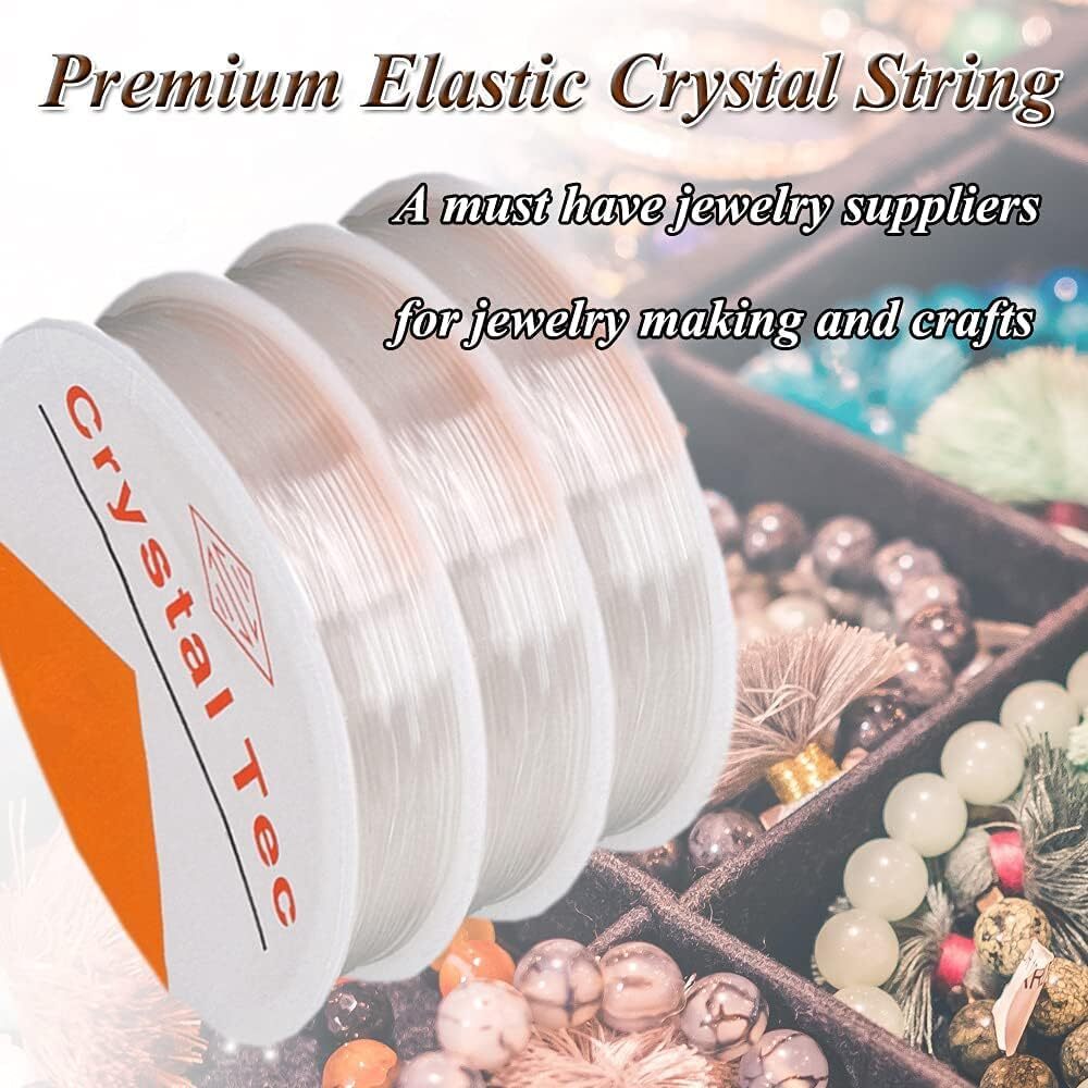 Whale Stretchy String for Bracelets, 3 Rolls Clear Elastic White