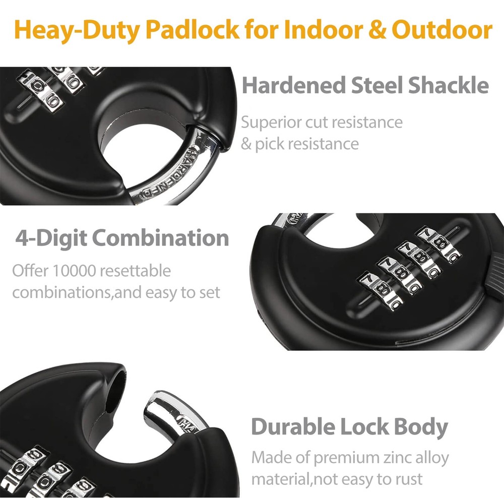 Combination Disc Padlocks For Outdoor Heavy Duty 4 Digit Code Lock Combo Discus