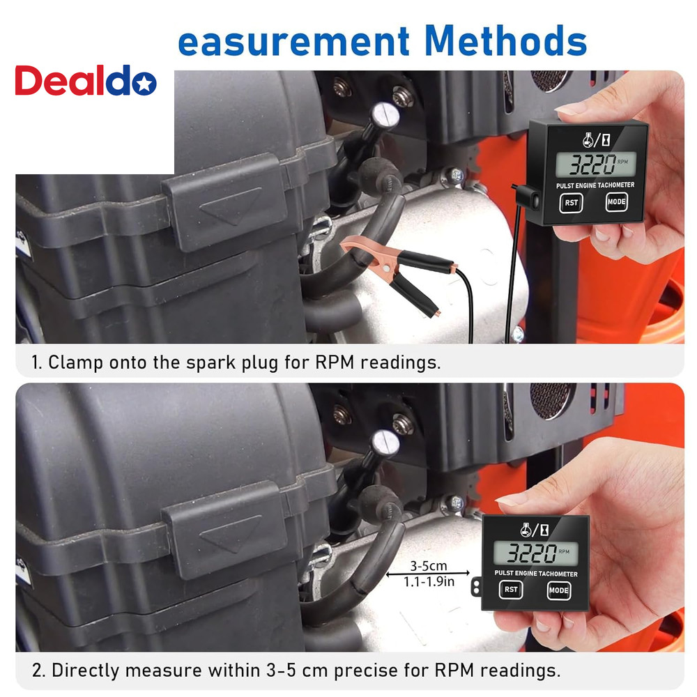 Small Engine Tachometer, Digital Tachometer Tach Gauge Reset Function Equipped w