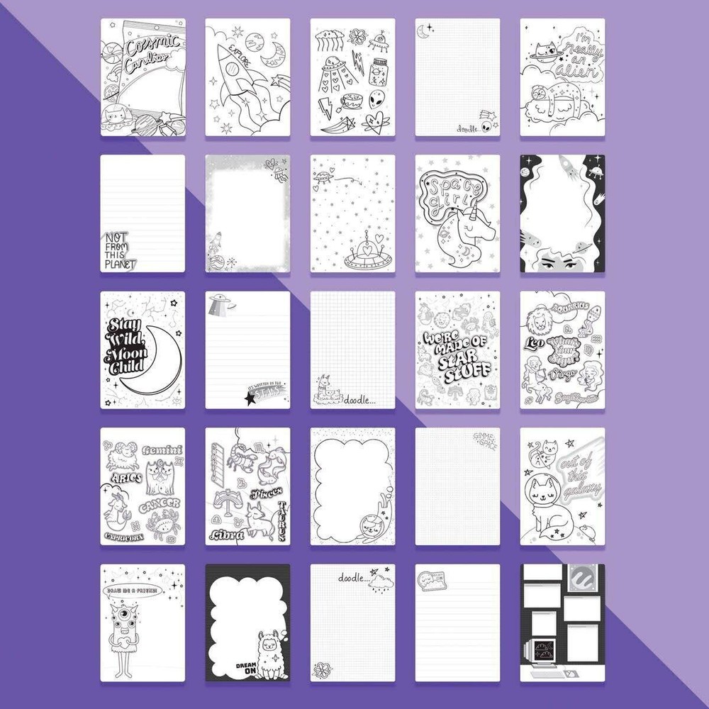 Fashion Angels Galaxy Doodle Activity Set Sketch Pad with Stackable Crayons