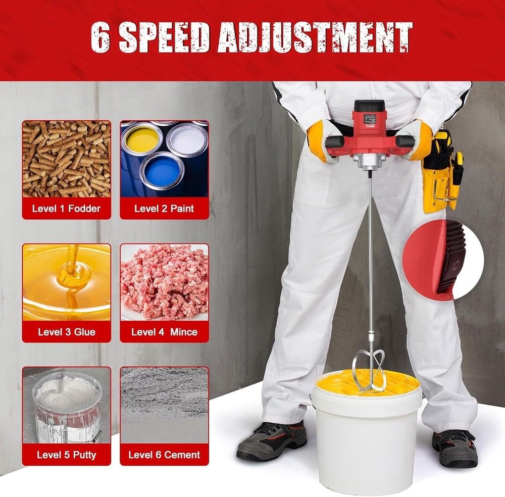 Multi-Functional Cement Mixer Kit with Spare Brushes and Installation Tools