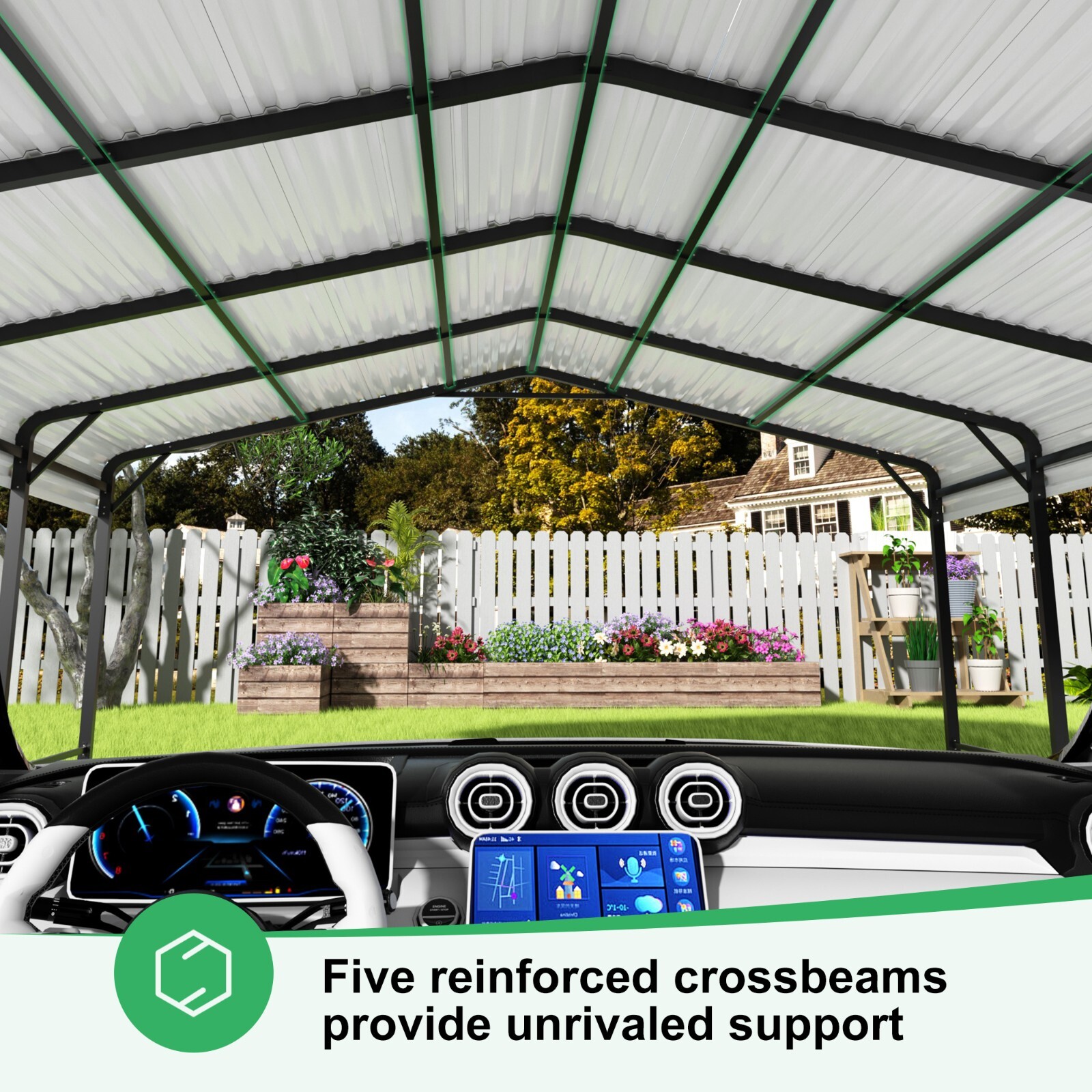 Heavy-Duty Metal Carport 20x20FT/12x20FT/10x15FT Outdoor Shelter for Car & Boat