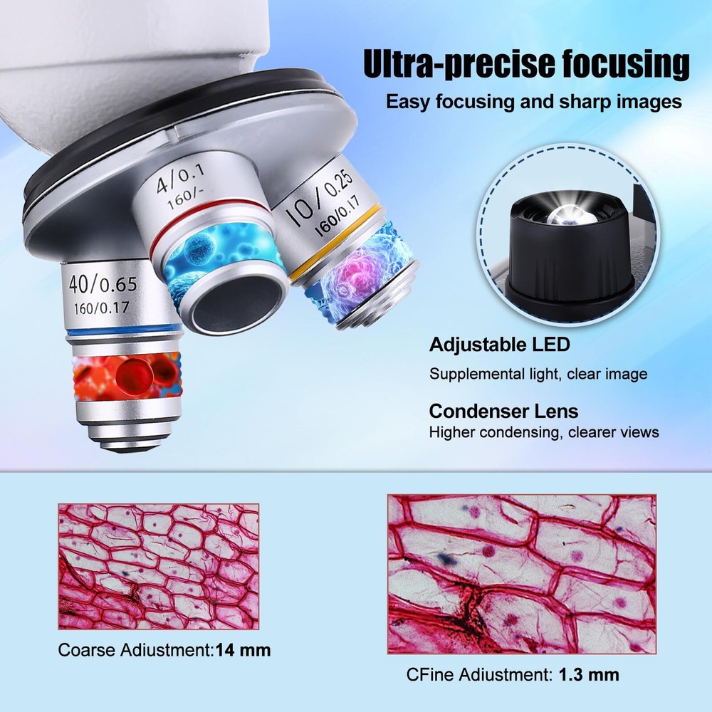 Binocular Compound Microscope 40x2000x Research Grade Professional Microscope Wi