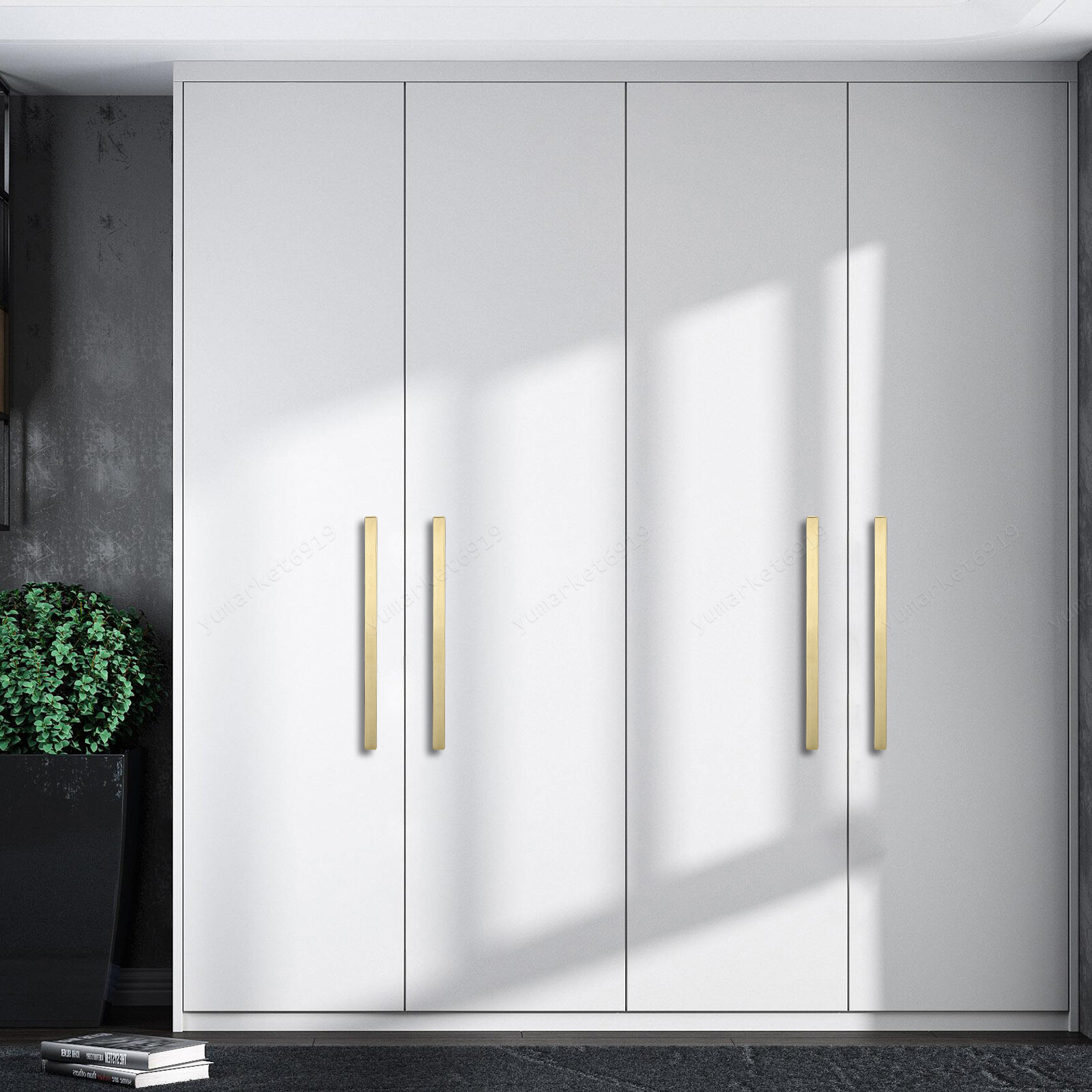 Stainless Steel Kitchen Square Cabinet Handles Brushed Gold T-Bar Drawer Pulls