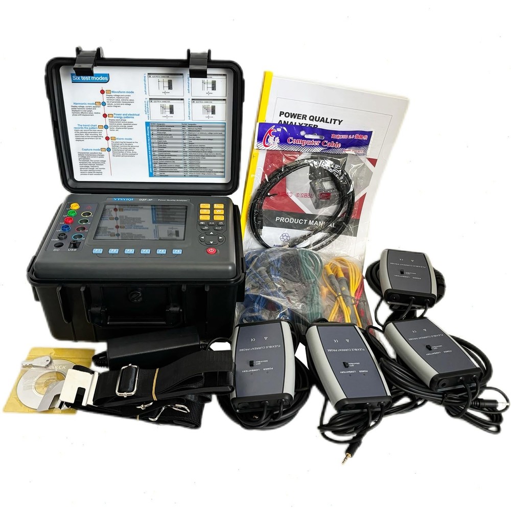 3 Phase Power Quality Analyzer with Range 10A~6000A 150 Sets Transient Records