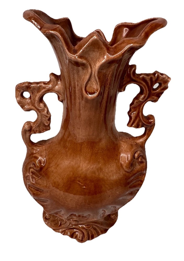 Porcelain Scroll Handles Vase Read Description