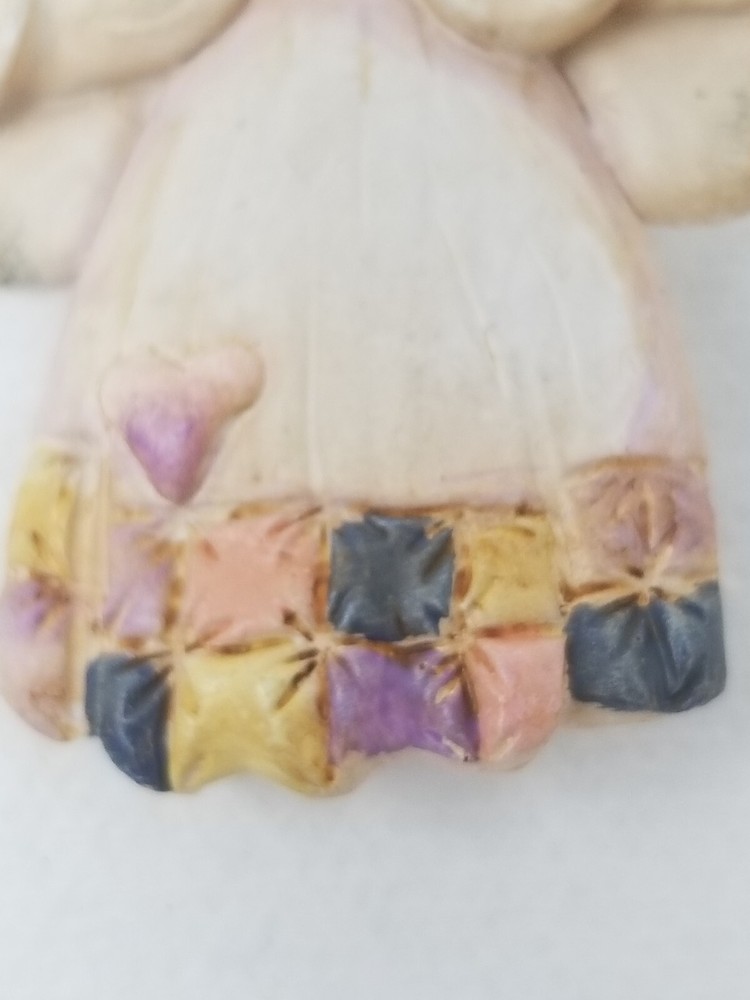 Patchwork Pastel Angel Pin Ceramic Hand Painted Vintage
