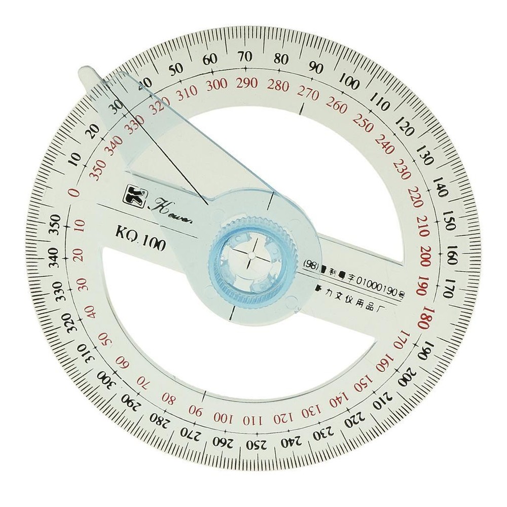360 Degree Angle Measure 100mm Diameter Protractor Swing Arm