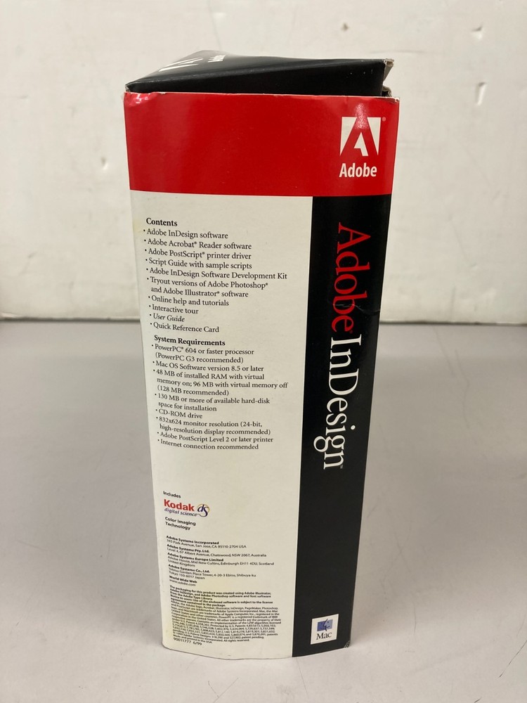 Adobe InDesign 1.0 For Macintosh Full Version Big Box Apple Computer
