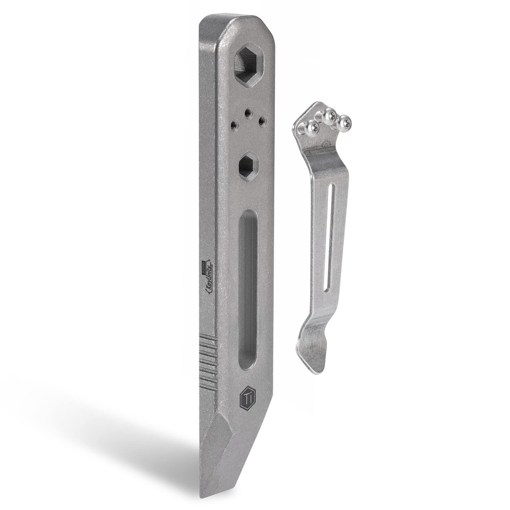 KeyUnity KR00 EDC Pocket Pry Bar Bit Bar Titanium Multitool with Pocket Clip
