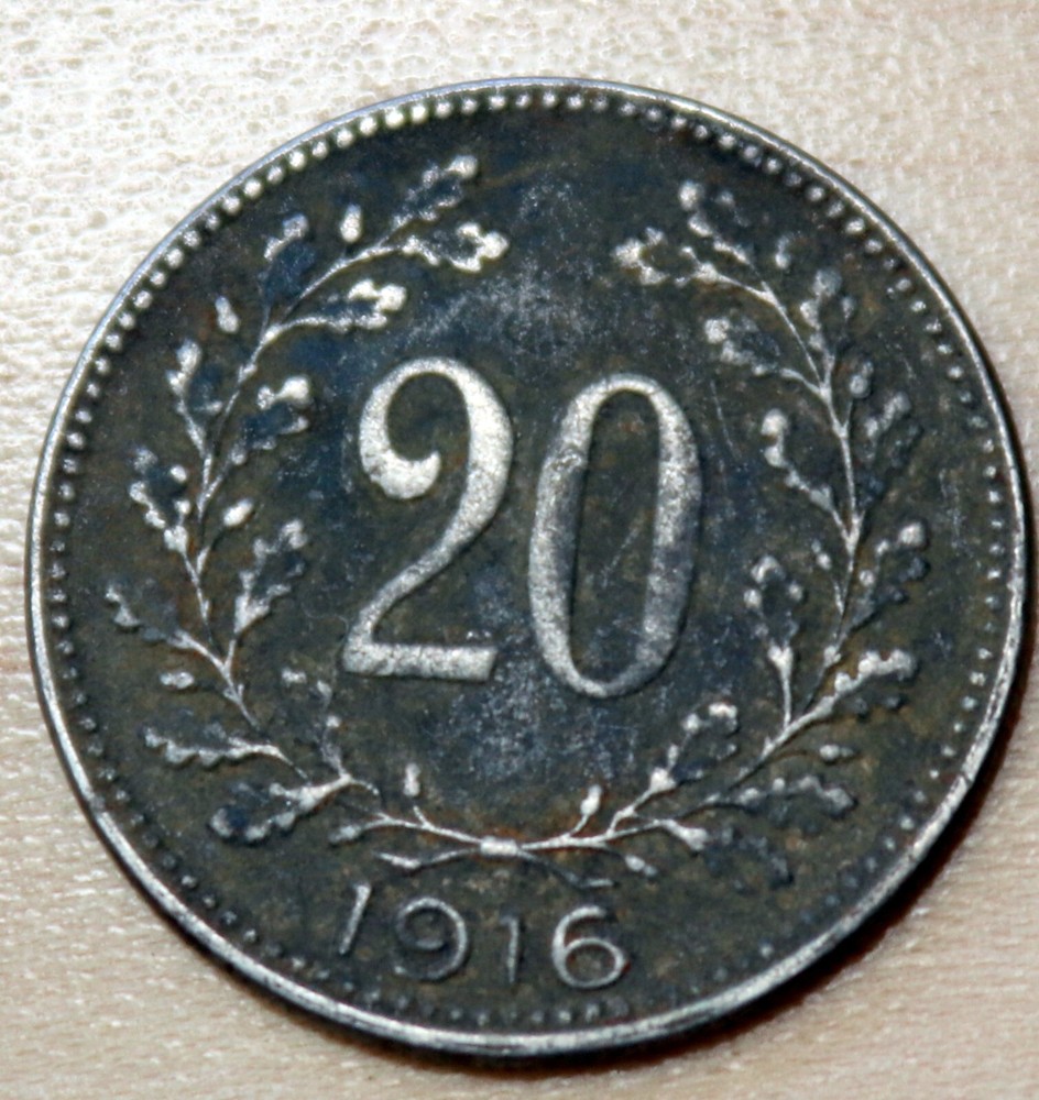 1916 Austria 20 Heller Iron WWI