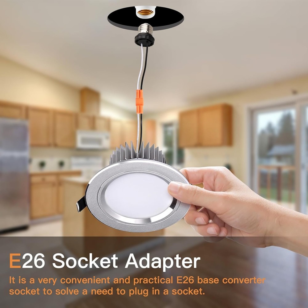 E26 Socket Adapter, 6 Pack Light Bulb Socket Pigtail, Screw in Male Light Socket