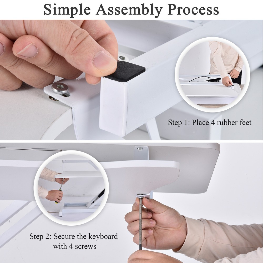 37" White Home Office Desk Riser Adjustable Standing Desk Converter