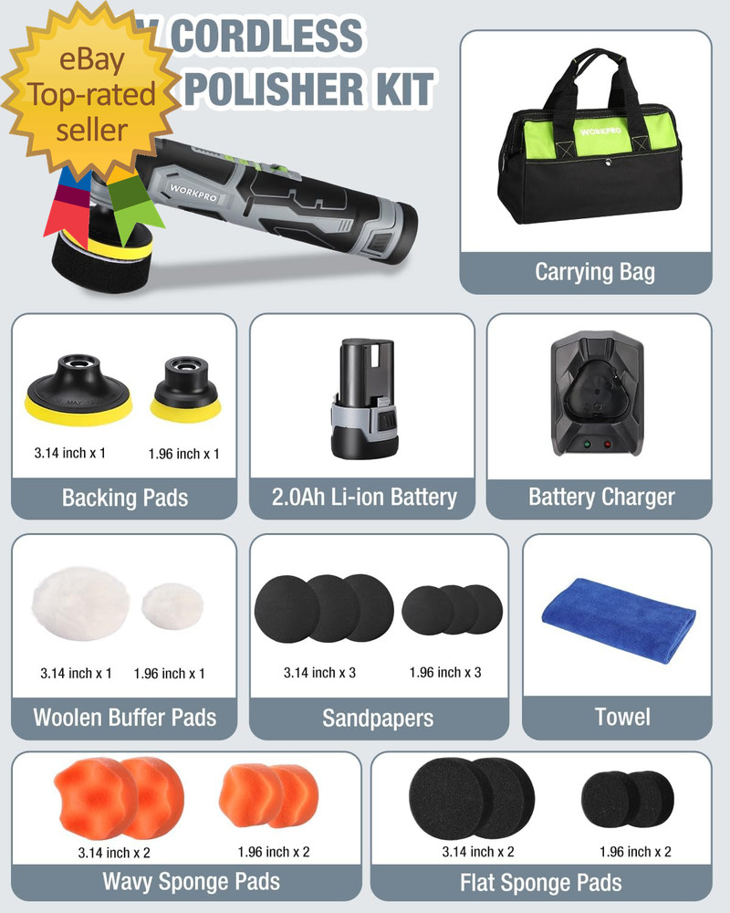 Cordless Mini Buffer Polisher 12V Buffer Polisher for Car Detailing 5 Variabl