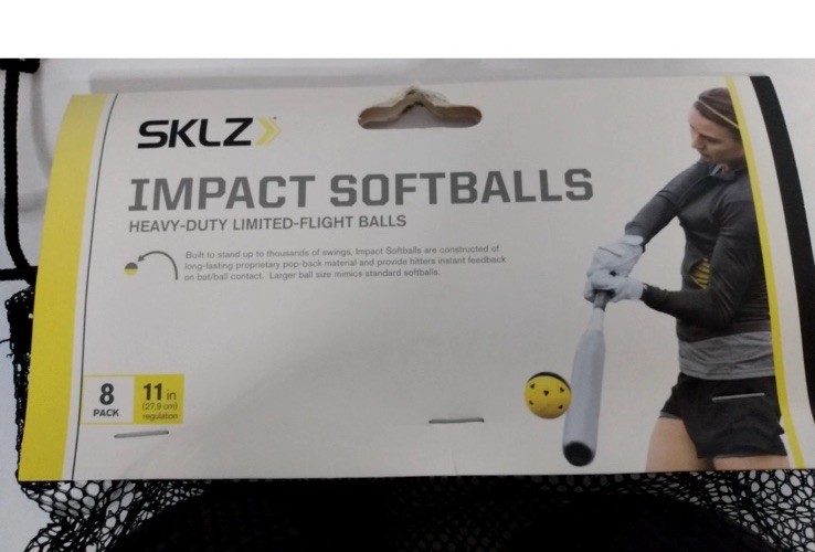 NEW SKLZ Impact Practice Softballs 8-Pack Black/Yellow Heavy Duty Limited Flight