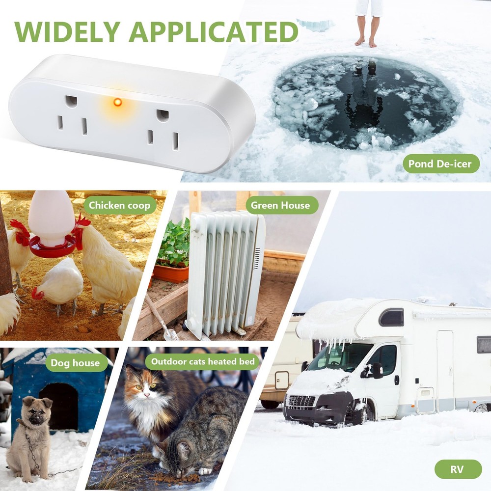 Feekoon 1 Pc Thermostatically Controlled Outlet, Plug-in Thermal Cube, White