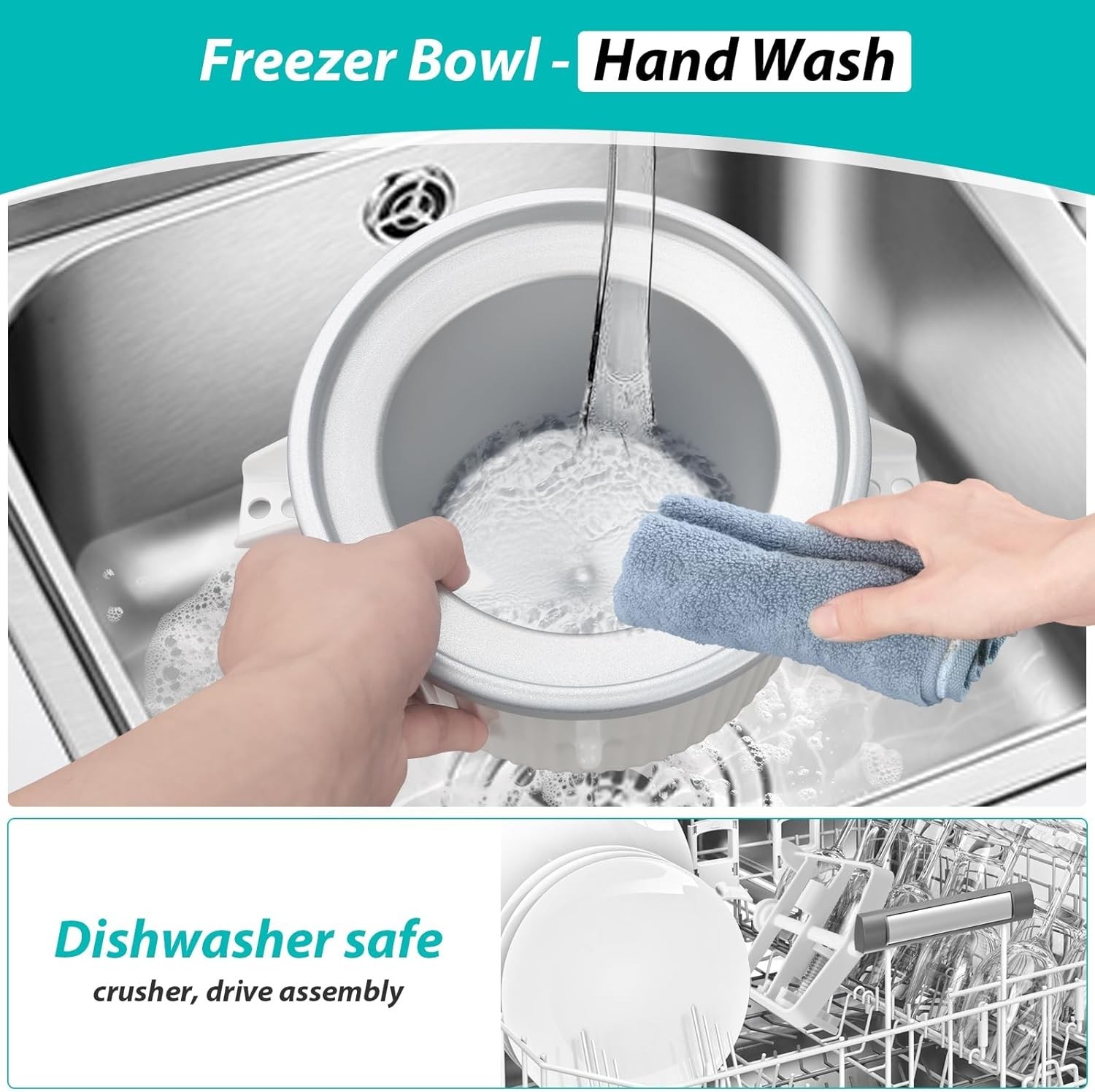 Ice Cream Maker Attachment for KitchenAid Stand Mixer, Ice Cream Bowl Compati...