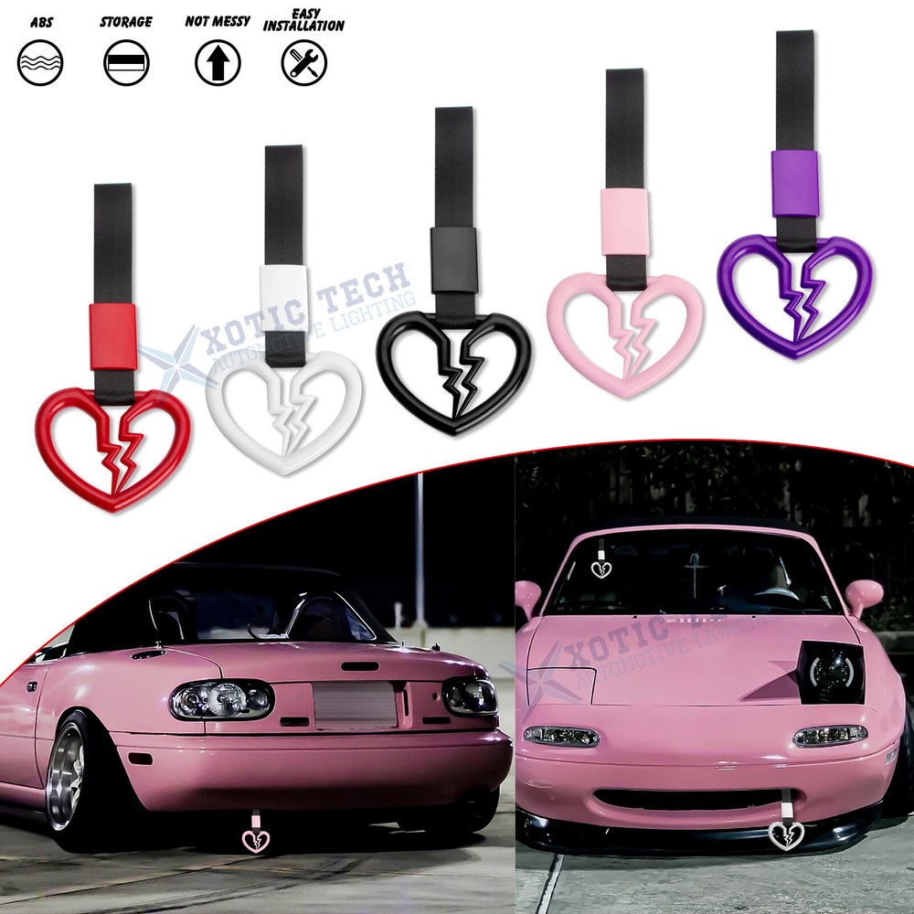2Pcs Heart Handle Ring Bumper Warning Car Accessory Hand Strap Interior Exterior